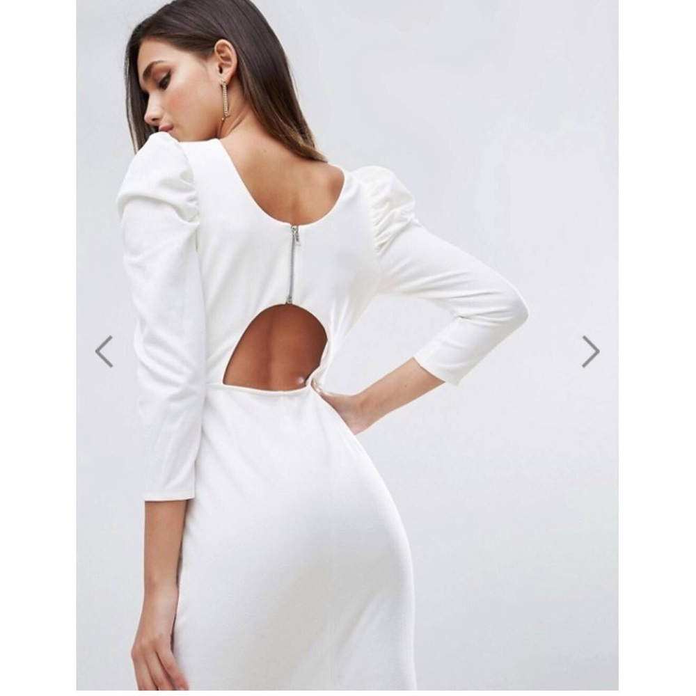 Midi Dress with Puff Sleeve